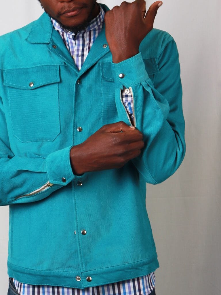 Cladshati Aqua Blue Corduroy Jacket - Image 4