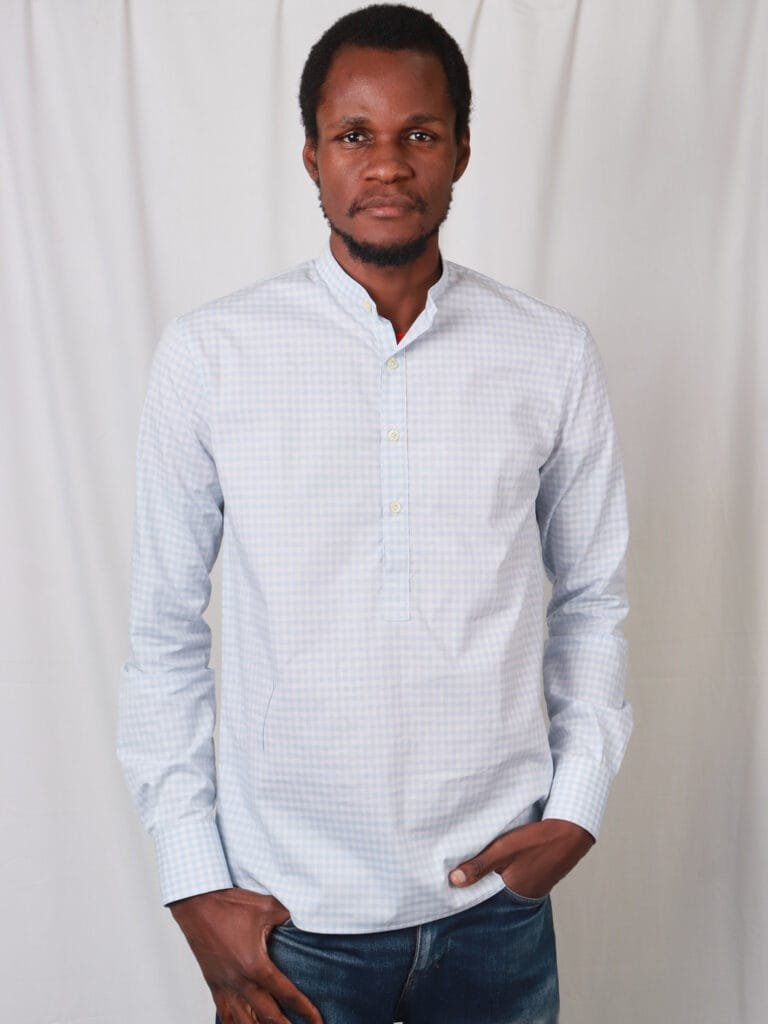 Cladshati Sky blue Checked Popover Shirt