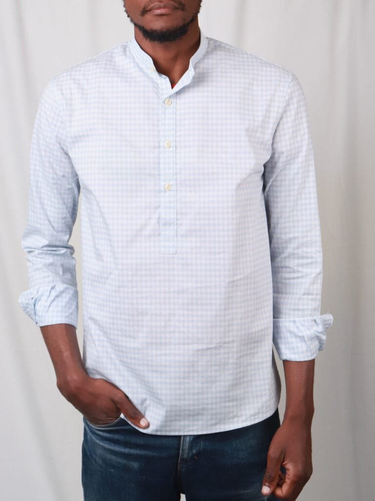 Cladshati Sky blue Checked Popover Shirt - Image 3