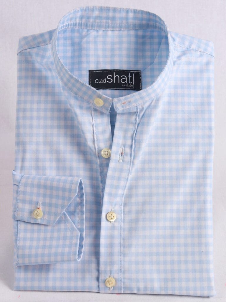 Cladshati Sky blue Checked Popover Shirt - Image 2