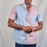 Stylish Men's Pink and Blue Button Down Shirt