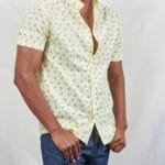 Stylish Comfort: Yellow Pineapple Printed Short Sleeve Button Down Shirt