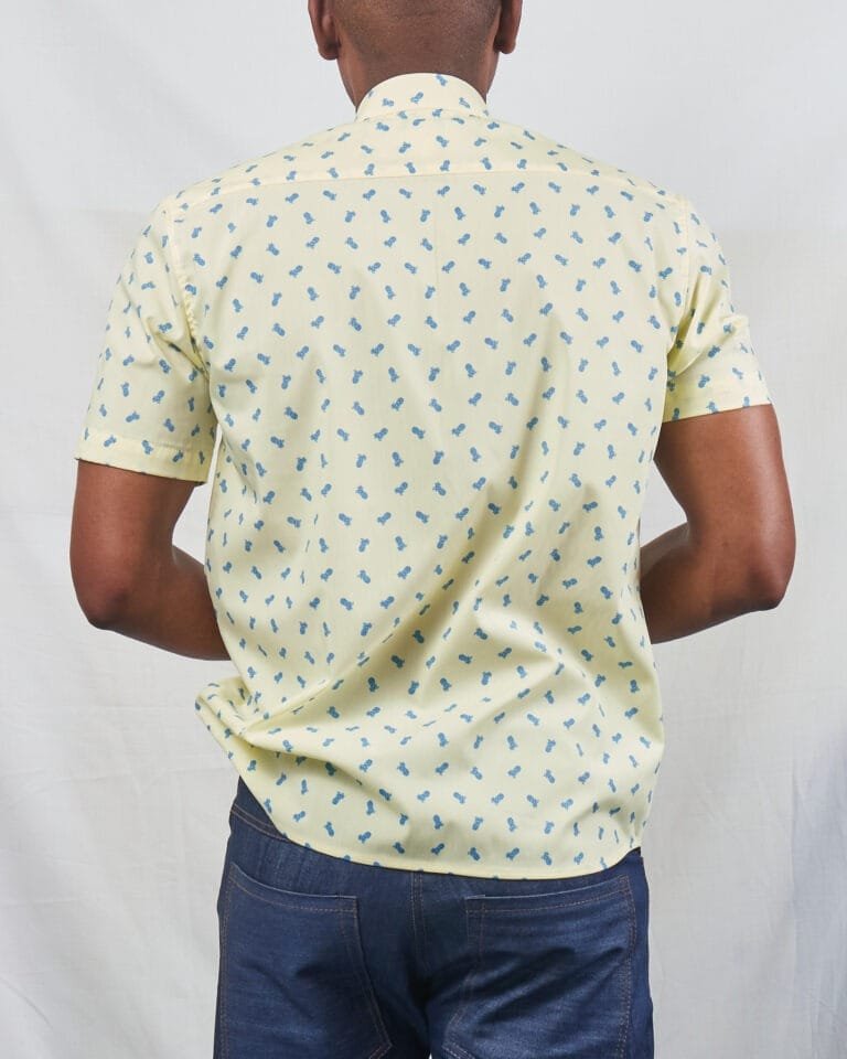 Stylish Comfort: Yellow Pineapple Printed Short Sleeve Button Down Shirt - Image 3