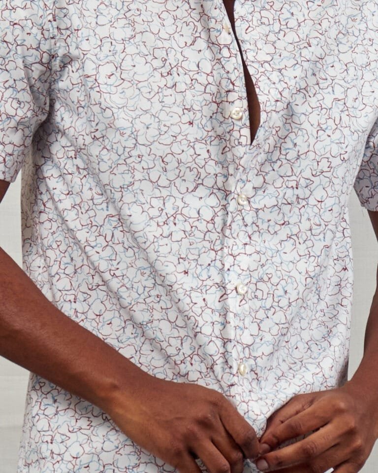 Elevate Your Style with Our Maroon Floral White Button Down Shirt - Image 4