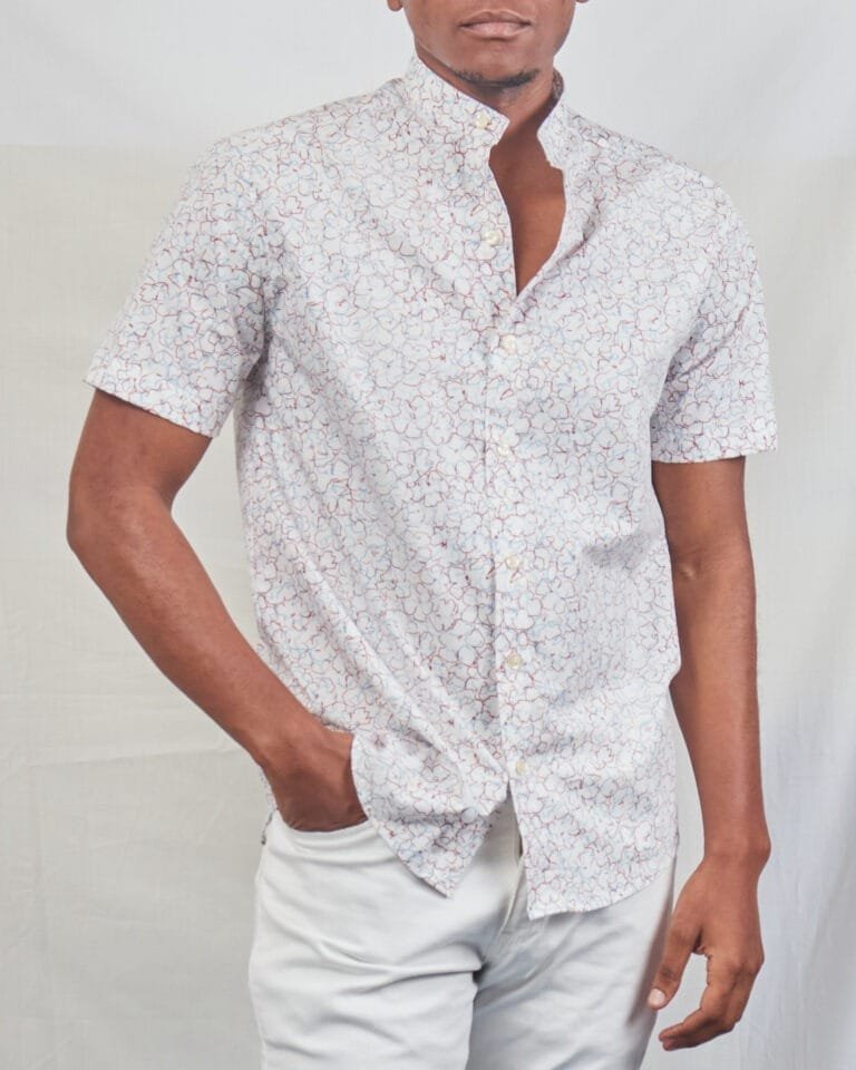 Elevate Your Style with Our Maroon Floral White Button Down Shirt - Image 2