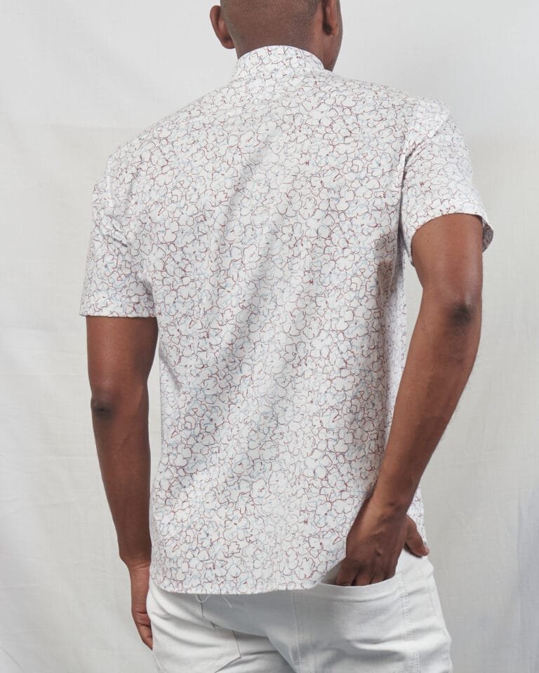 Elevate Your Style with Our Maroon Floral White Button Down Shirt - Image 3