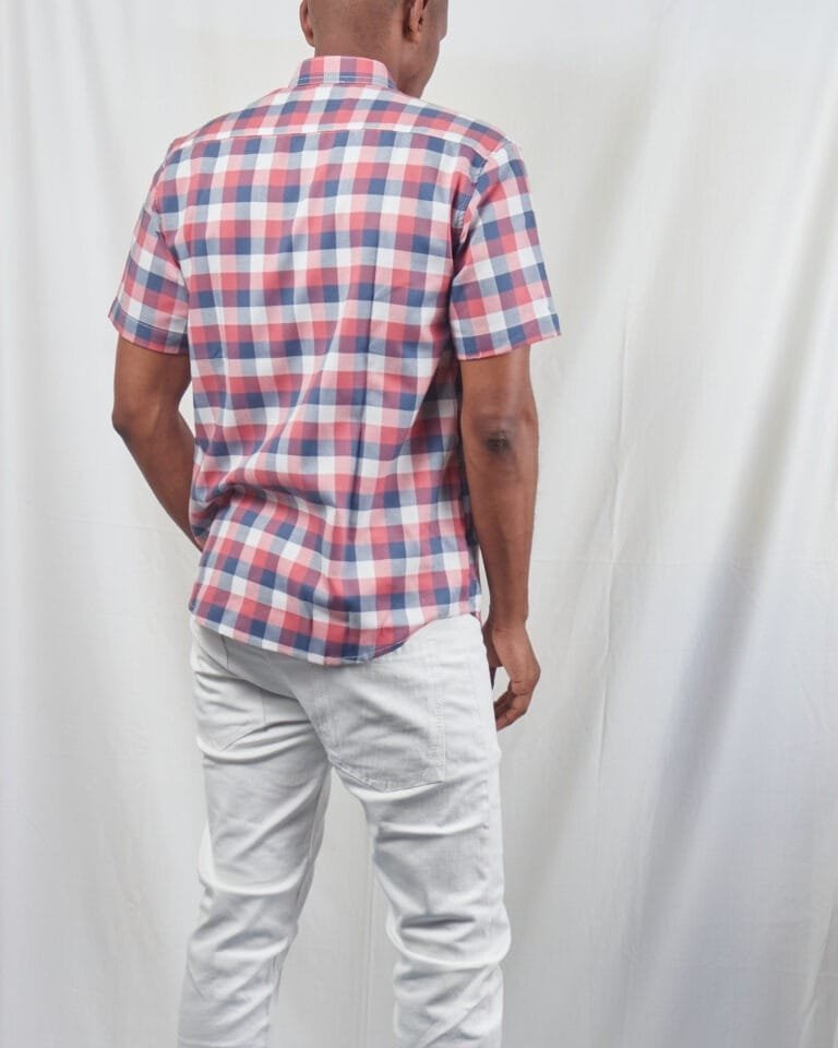 Stylish Summer Essential: Red White and Blue Plaid Shirt - Image 2