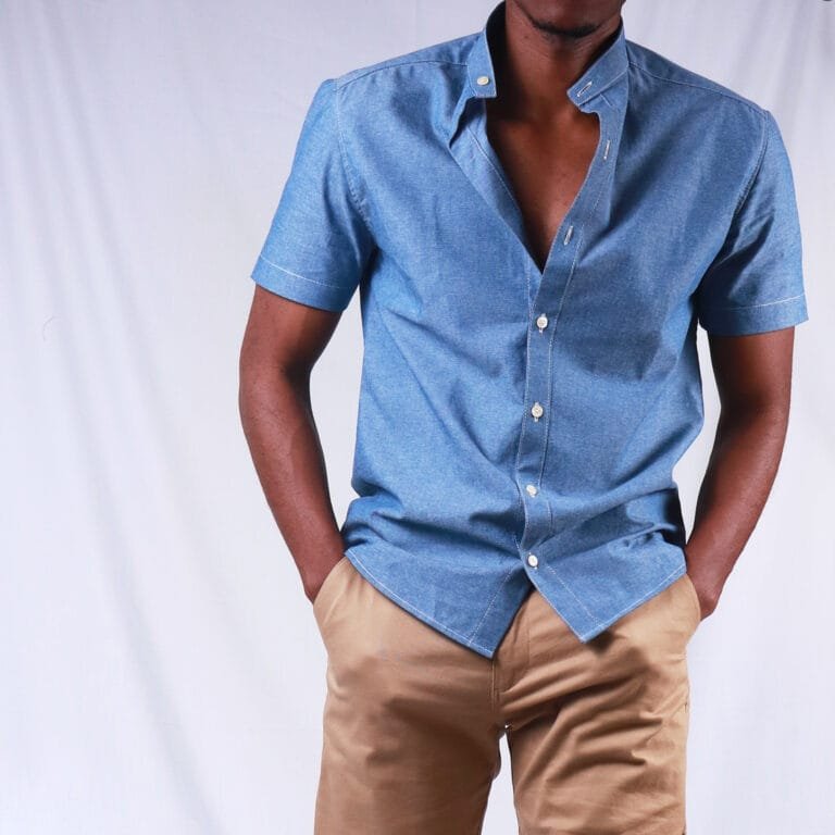 Short Sleeved Chambray Denim Shirt