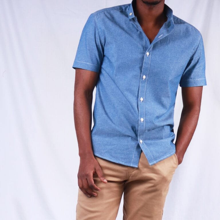 Short Sleeved Chambray Denim Shirt - Image 2