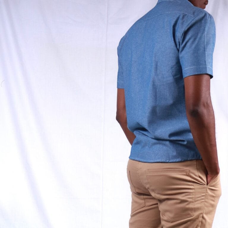 Short Sleeved Chambray Denim Shirt - Image 3