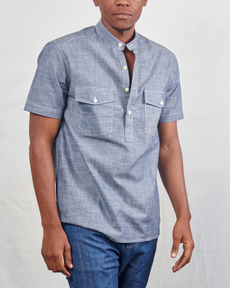Chambray Denim two Pockets Shirt - Image 2