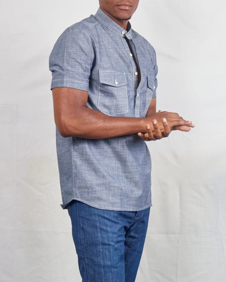 Chambray Denim two Pockets Shirt - Image 3