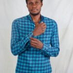 Blue plaid Checked pop-over mens shirt