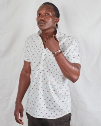 White Beach Chair printed pop-over Mens Shirt