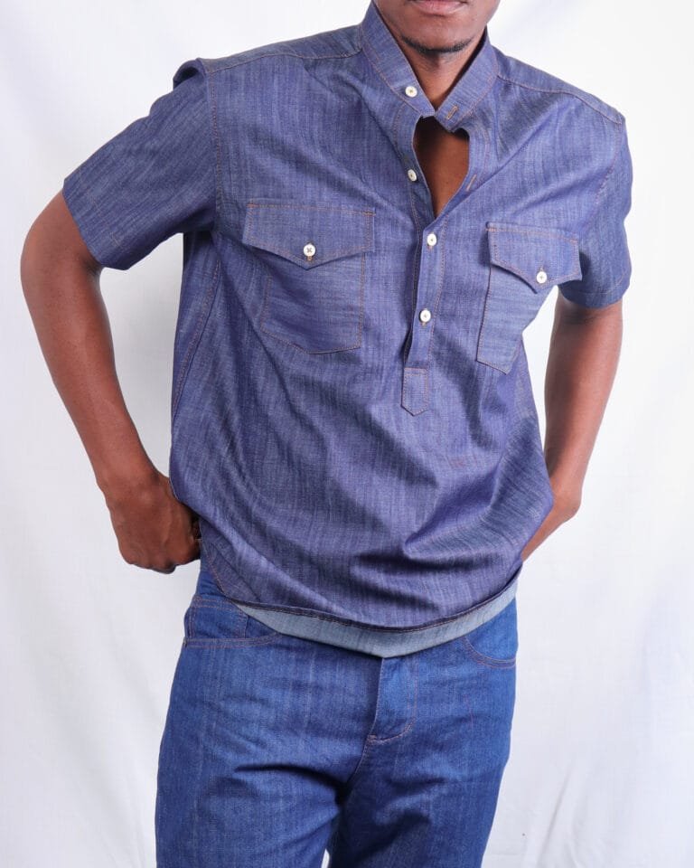Blue lightweight short sleeved denim jeans shirt - Image 3