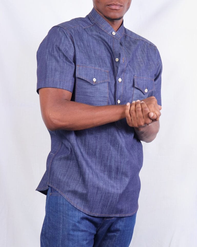 Blue lightweight short sleeved denim jeans shirt - Image 2
