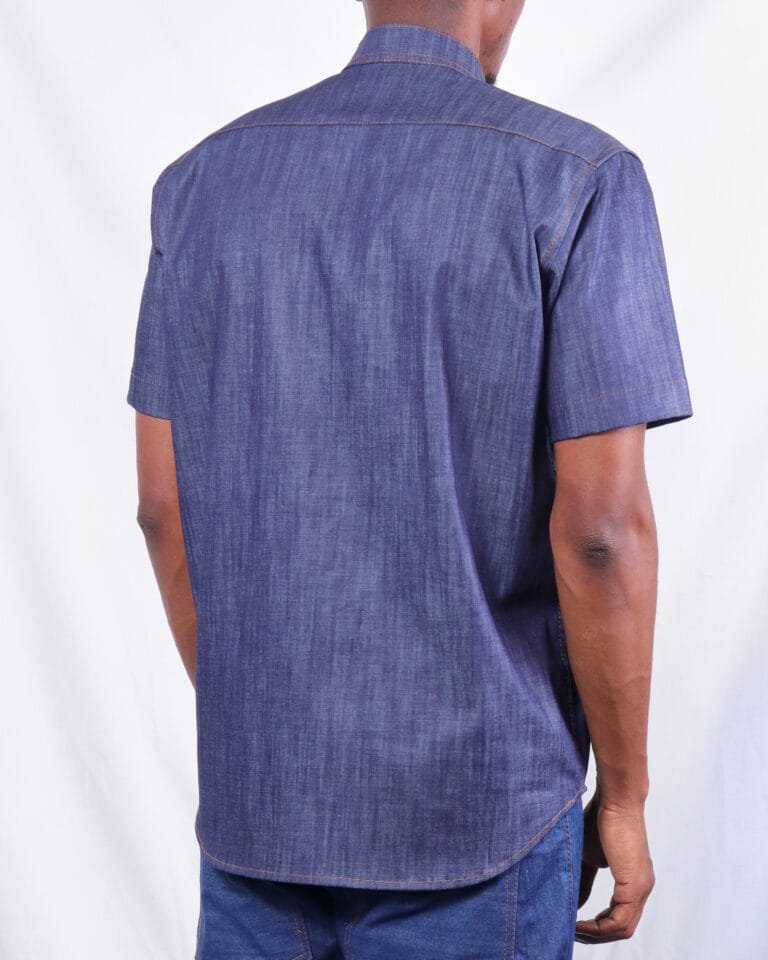 Blue lightweight short sleeved denim jeans shirt - Image 4