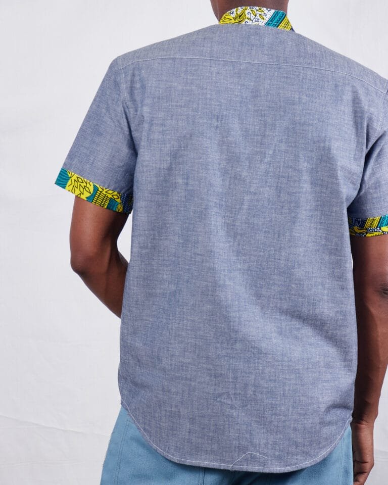 Two Pocket chambray kitenge Ankara shirt - Image 3