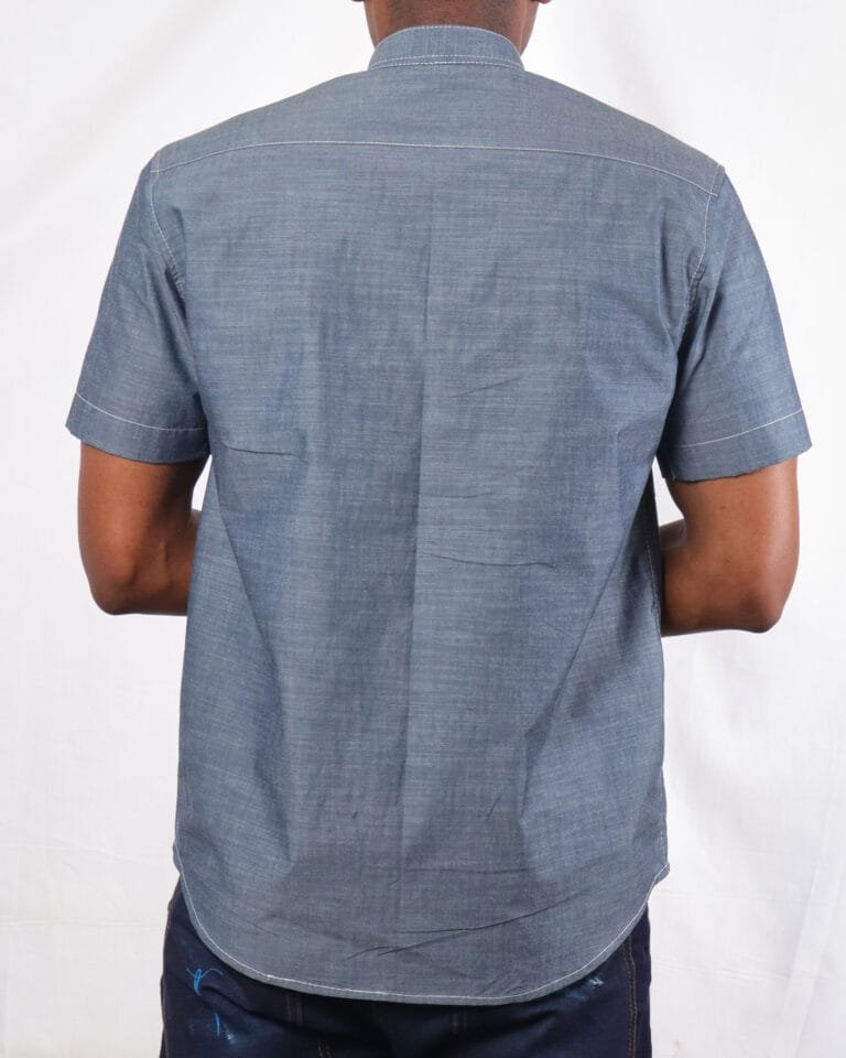 One pocket button down blue shirt - Image 4