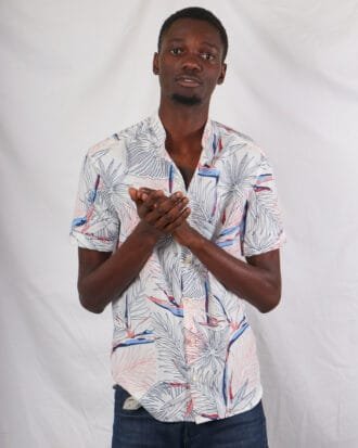 Men's Leaf Outline Print Shirt