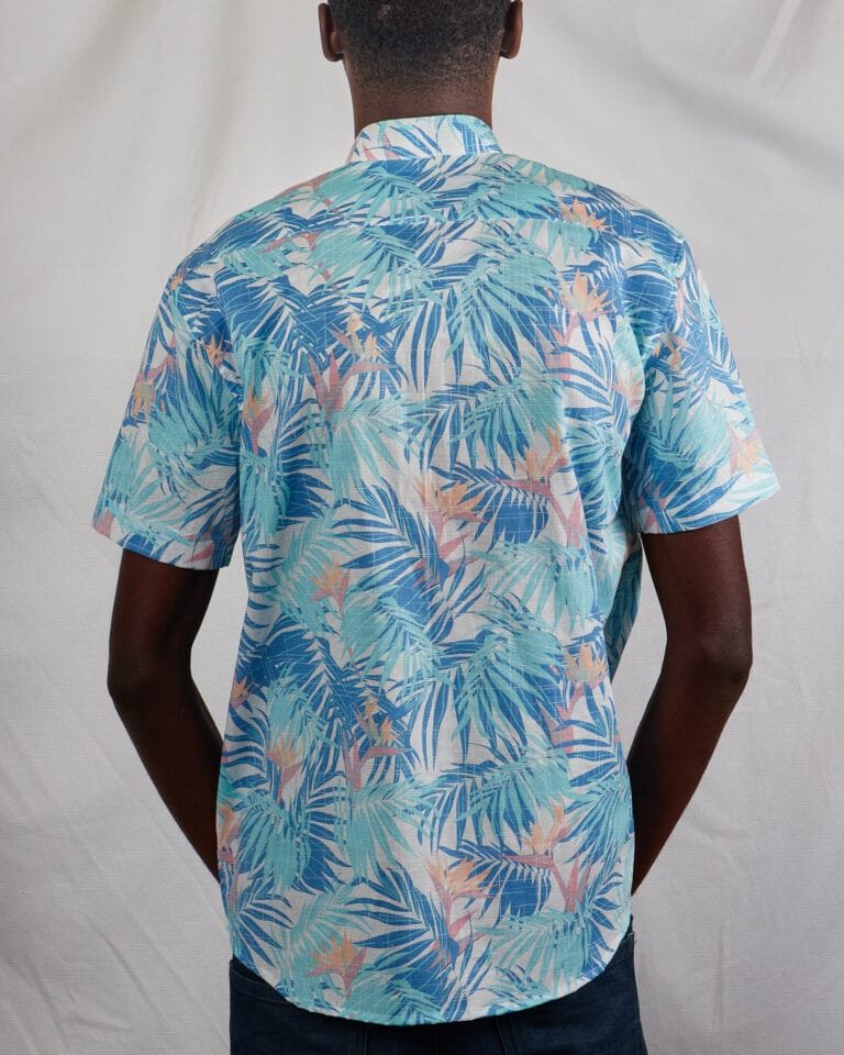 Men's Blue Hawaiian Chinese collar beach shirt - Image 3