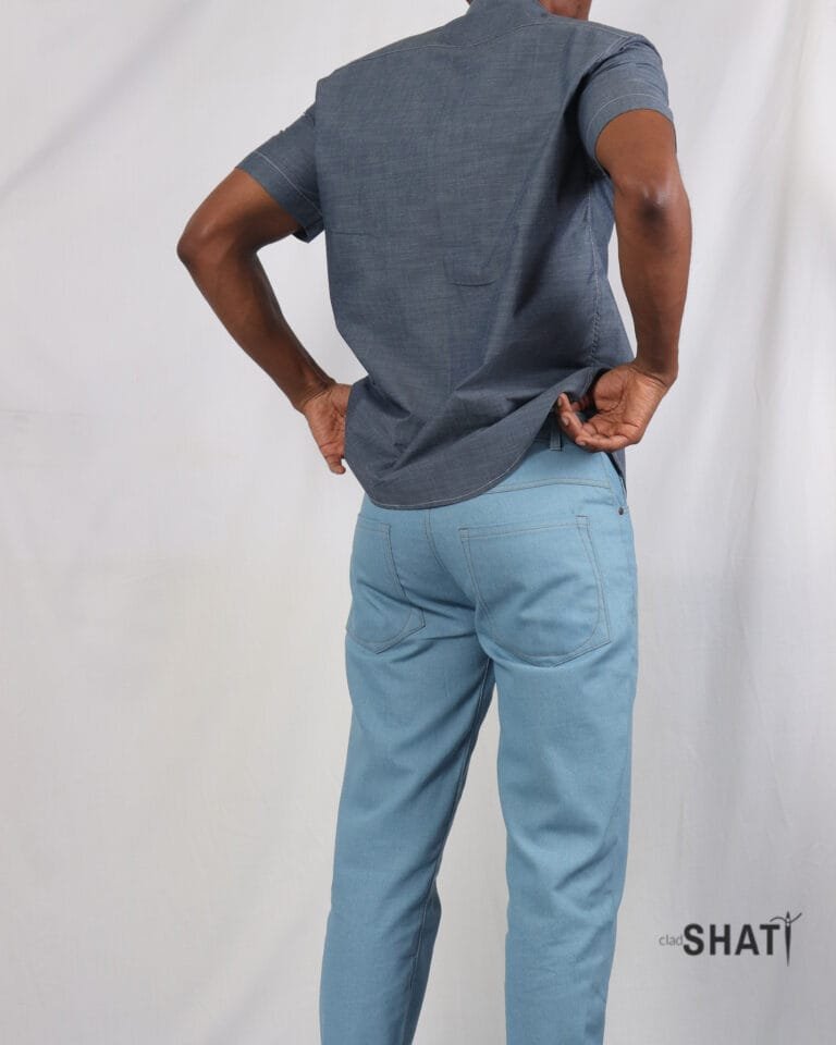 Men's Light Blue Washed Tapered Jeans – Non-Stretch Denim Pants – Classic Faded Slim Fit Casual Jeans for Men - Image 4