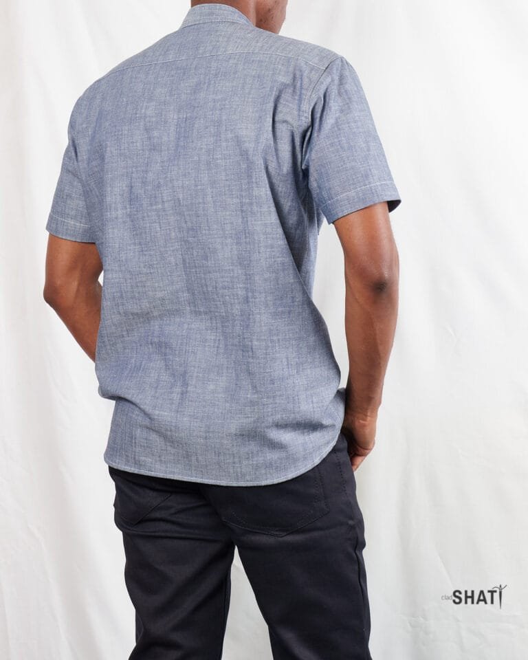 Chambray Denim two Pockets Full Button Down Shirt - Image 4