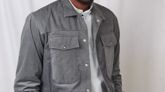 Cladshati Gray Corduroy Jacket