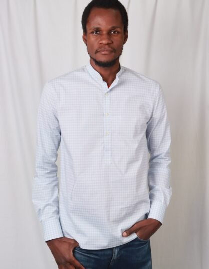 Cladshati Sky blue Checked Popover Shirt