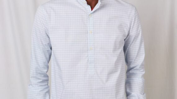 Cladshati Sky blue Checked Popover Shirt