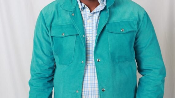 Cladshati Aqua Blue Corduroy Jacket