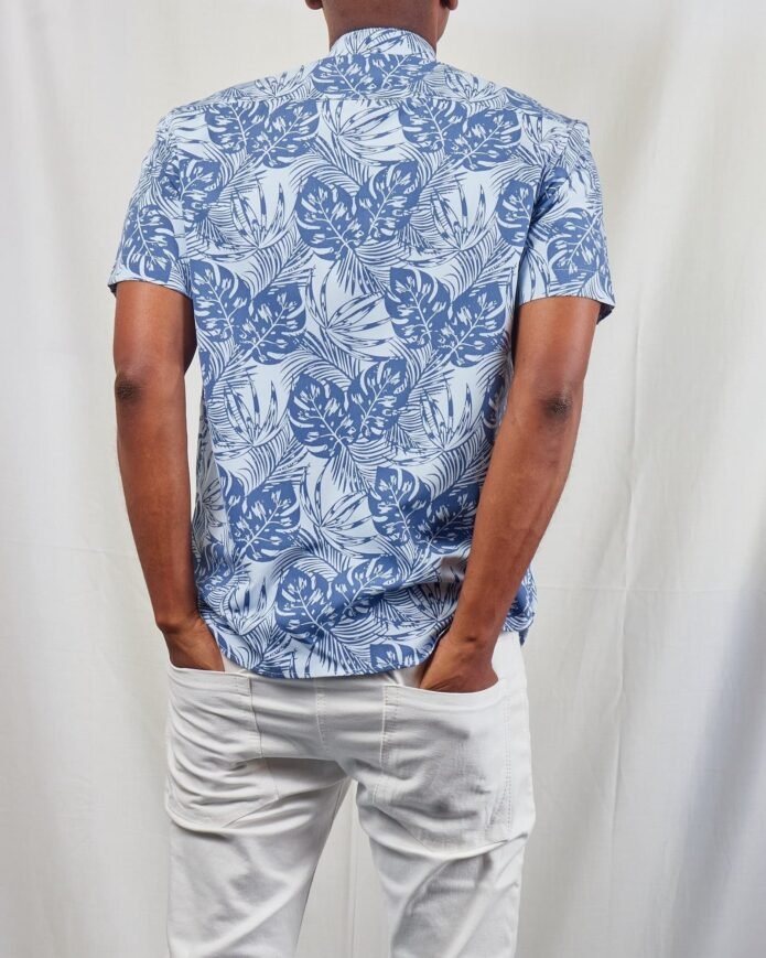 Elevate Your Summer Wardrobe with Our Blue Floral Beach Shirt - Image 3