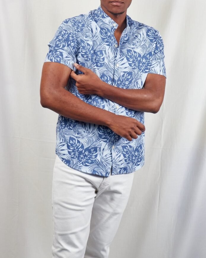 Elevate Your Summer Wardrobe with Our Blue Floral Beach Shirt