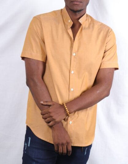 Egg Nog Button Down mens short sleeve shirt