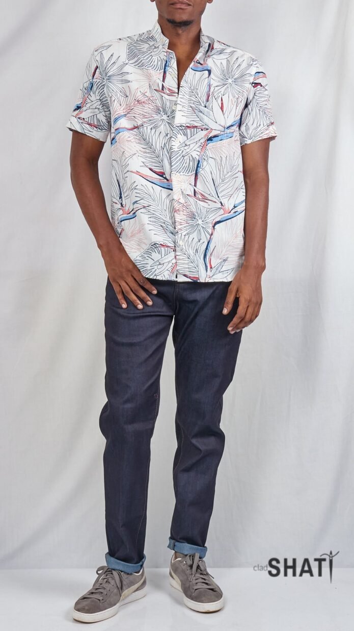 Men's Leaf Outline Print Shirt - Image 6