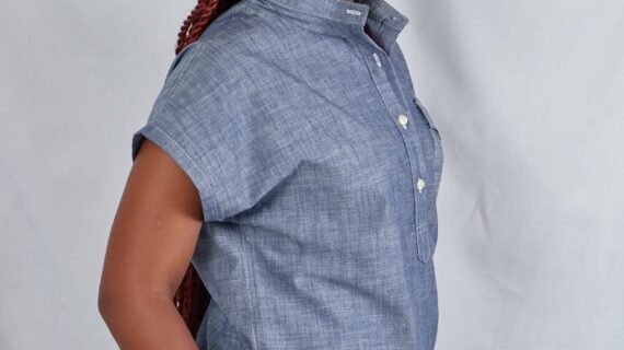 Single Pocket Chinese Collar Pop-over Batwing Sleeve Ladies Shirt