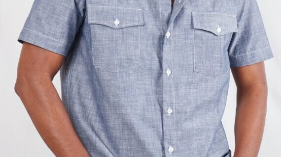 Chambray Denim two Pockets Full Button Down Shirt