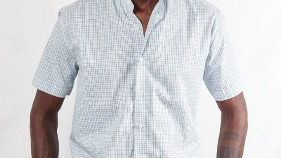 Casual Checked poplin short sleeve men's Shirt