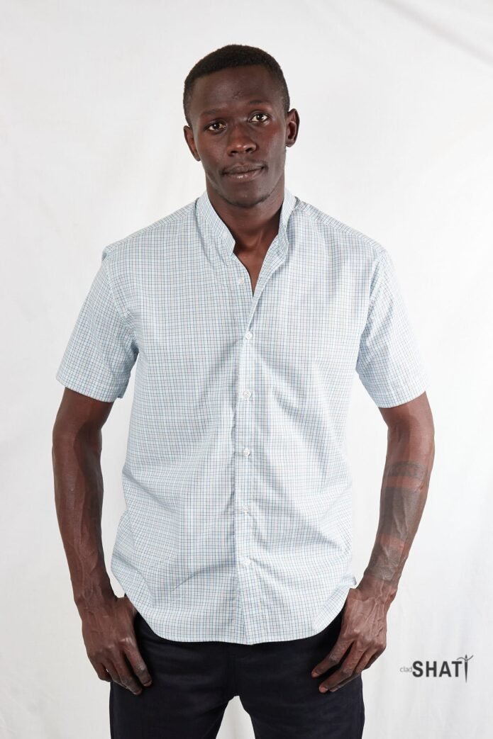 Casual Checked poplin short sleeve men's Shirt