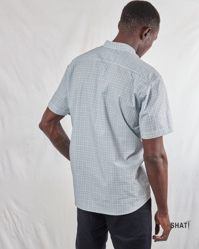 Casual Checked poplin short sleeve men's Shirt - Image 2