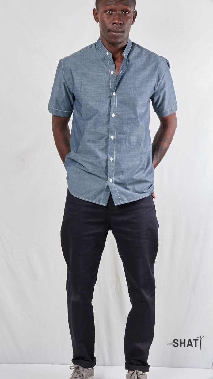 Blueish Grey short sleeve men's shirt - Image 5