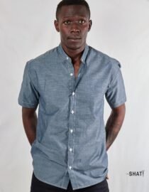 Blueish Grey short sleeve men's shirt
