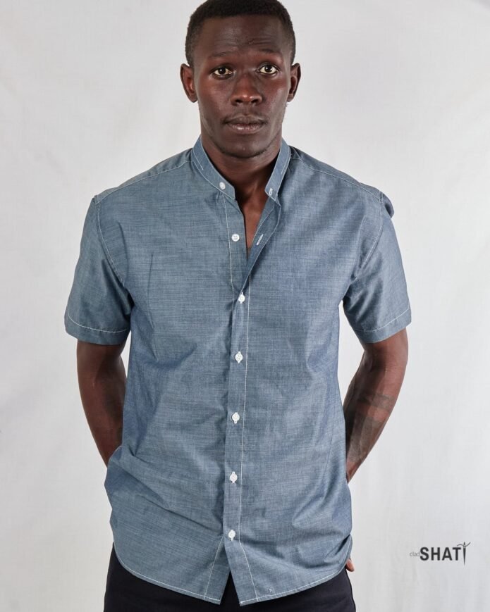 Blueish Grey short sleeve men's shirt