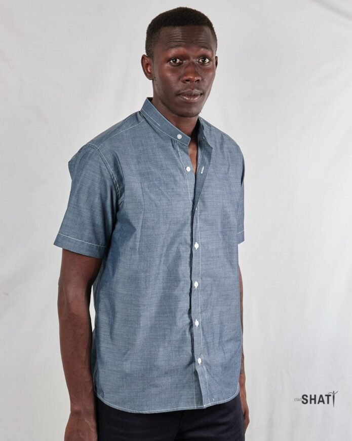 Blueish Grey short sleeve men's shirt - Image 2