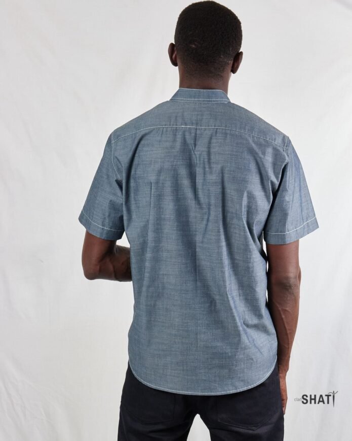 Blueish Grey short sleeve men's shirt - Image 3