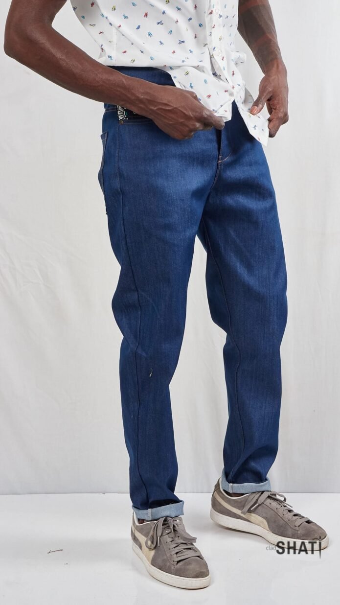 Blue kitenge Ankara pocket jeans. - Image 2