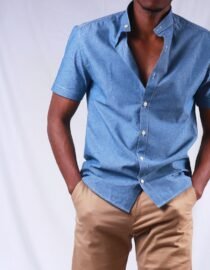 Short Sleeved Chambray Denim Shirt