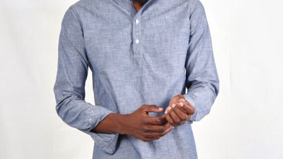 The Minimalist Chambray Shirt | Mandarin Collar Long Sleeve