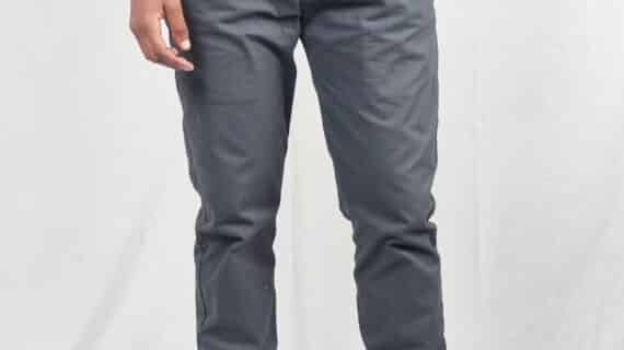 Gray Elastic Waist Khaki Trouser