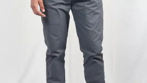 Gray Elastic Waist Khaki Trouser